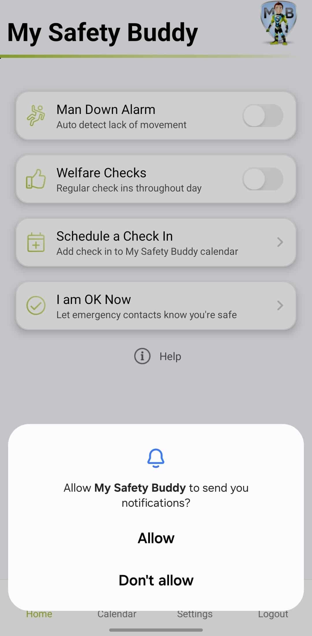My Safety Buddy Permissions – Allow Notifications My Safety Buddy Permissions - Allow Notifications