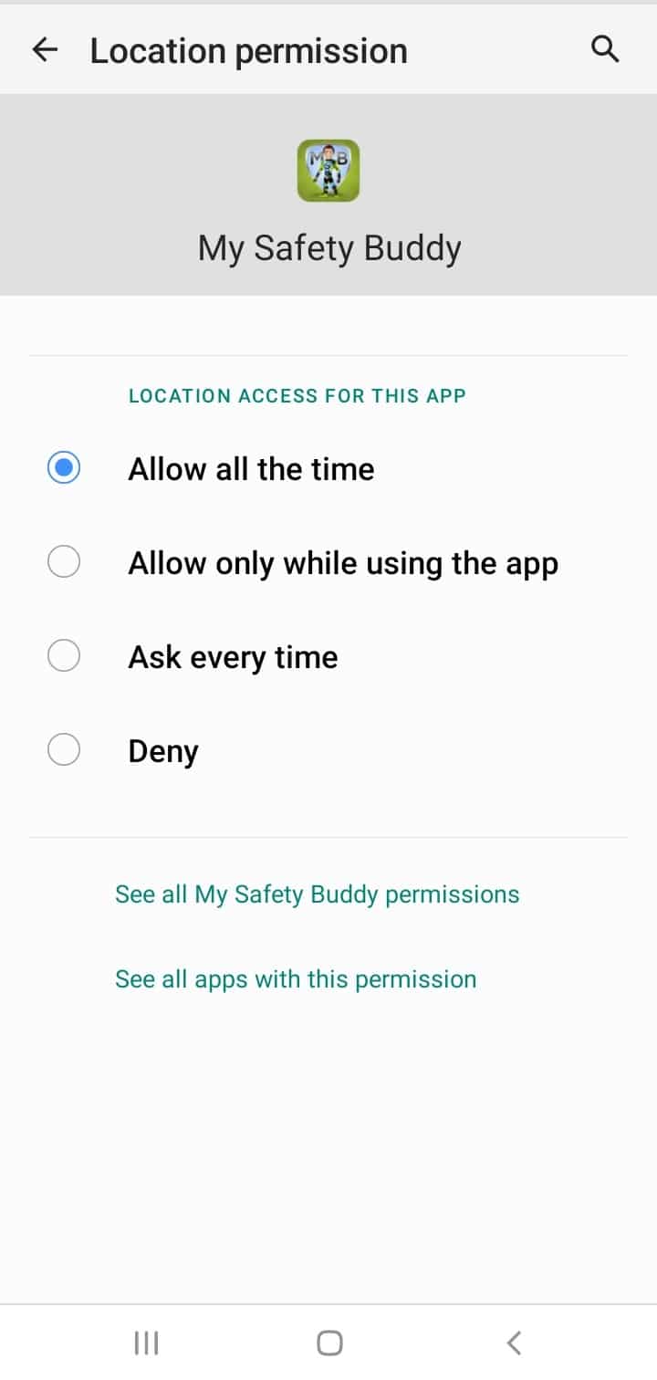 My Safety Buddy Location Permission Screen My Safety Buddy Location Permission Screen