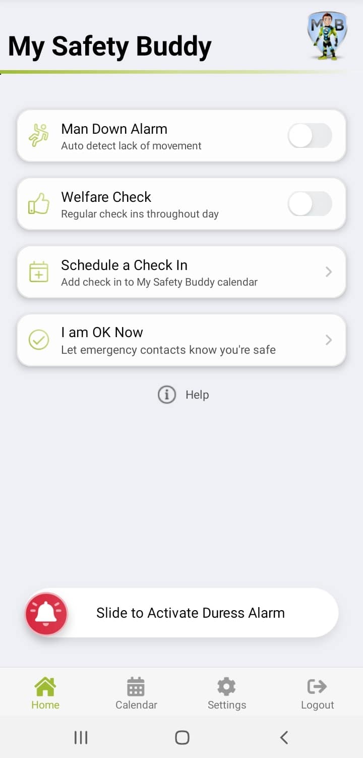 My Safety Buddy Home Screen My Safety Buddy Home Screen